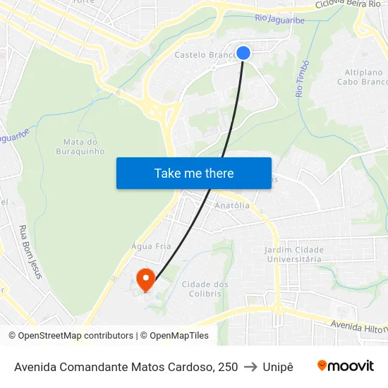 Avenida Comandante Matos Cardoso, 250 to Unipê map