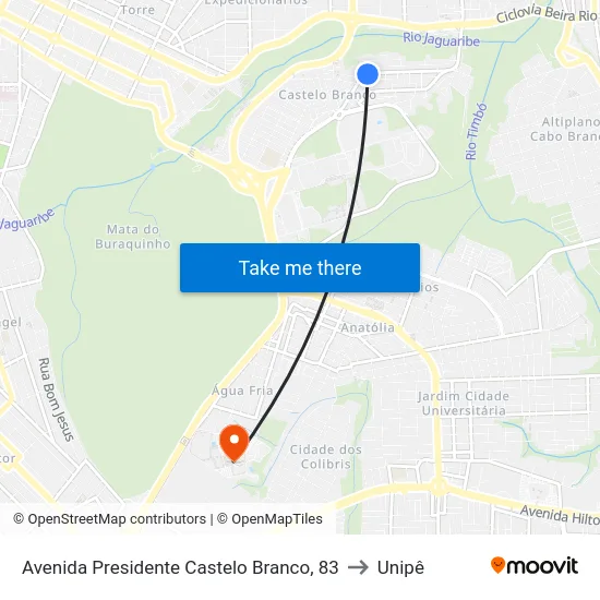 Avenida Presidente Castelo Branco, 83 to Unipê map