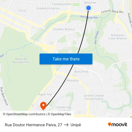 Rua Doutor Hermance Paiva, 27 to Unipê map