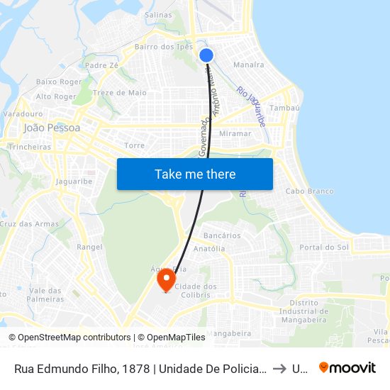 Rua Edmundo Filho, 1878 | Unidade De Policia Solidária Do São José to Unipê map