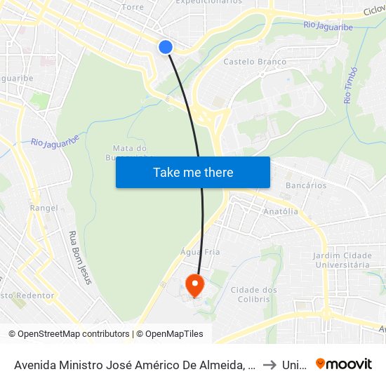 Avenida Ministro José Américo De Almeida, 1352 to Unipê map