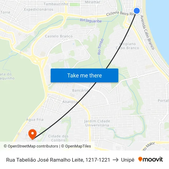 Rua Tabelião José Ramalho Leite, 1217-1221 | (Ponto Diurno - Das 05:00 As 08:00) to Unipê map