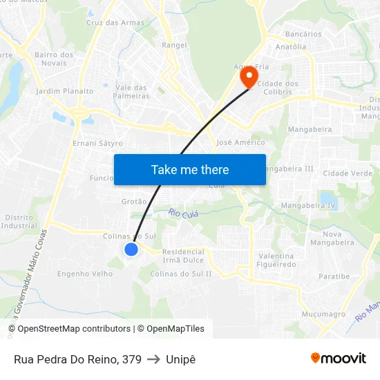 Rua Pedra Do Reino, 379 to Unipê map