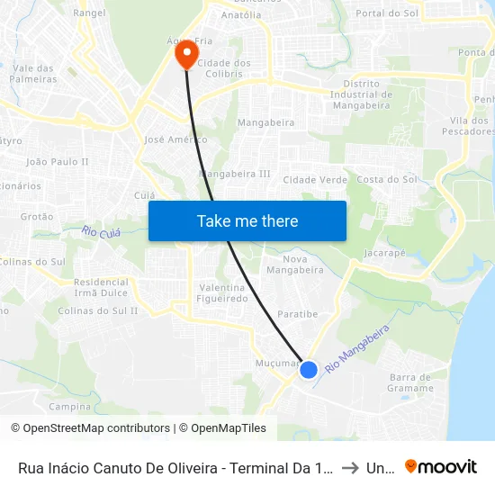 Terminal Muçumagro to Unipê map