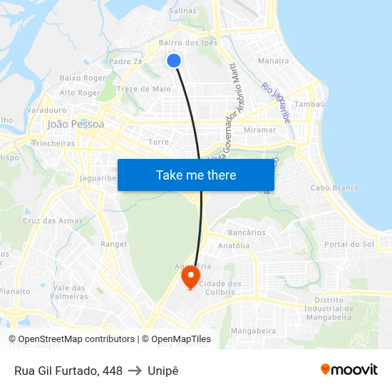Rua Gil Furtado, 448 to Unipê map