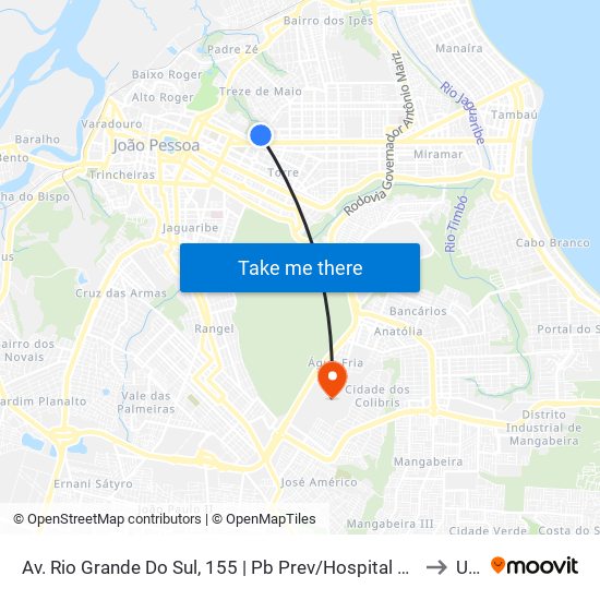 Av. Rio Grande Do Sul, 155 | Pb Prev/Hospital Da Polícia Militar General Edson Ramalho to Unipê map