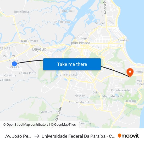 Av. João Pessoa, 31 to Universidade Federal Da Paraíba - Campus Mangabeira map