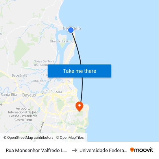 Rua Monsenhor Valfredo Leal, 52 | Ponto Final Da Linha 5101 - Cabedelo to Universidade Federal Da Paraíba - Campus Mangabeira map