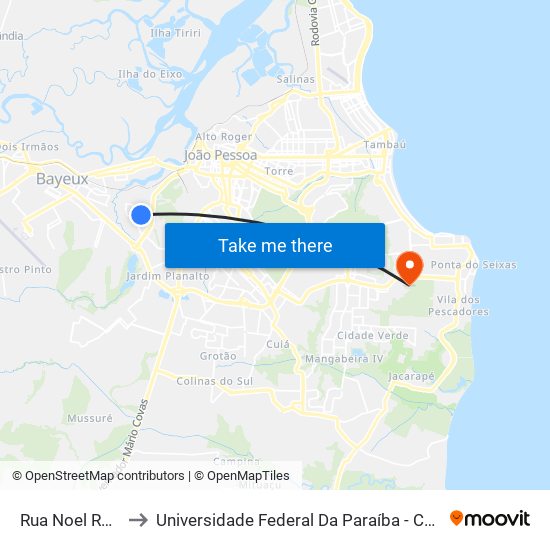 Rua Noel Rosa, 675 to Universidade Federal Da Paraíba - Campus Mangabeira map