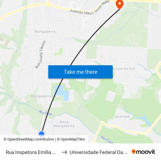 Rua Inspetora Emília Mendonça Gomes, 698-716 to Universidade Federal Da Paraíba - Campus Mangabeira map