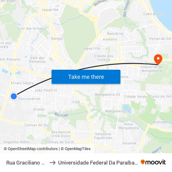 Rua Graciliano Delgado, 394 to Universidade Federal Da Paraíba - Campus Mangabeira map