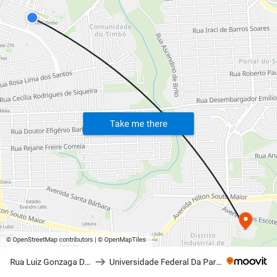 Rua Luiz Gonzaga De Andrade, 112-130 to Universidade Federal Da Paraíba - Campus Mangabeira map