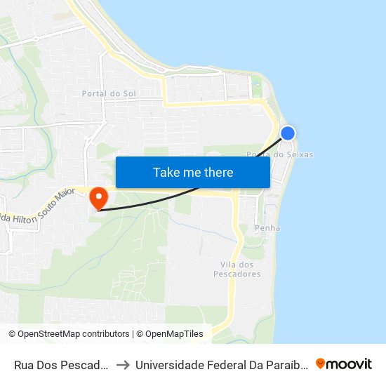 Rua Dos Pescadores, 139-217 to Universidade Federal Da Paraíba - Campus Mangabeira map