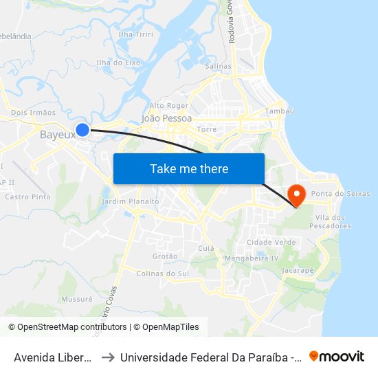 Avenida Liberdade, 3439 to Universidade Federal Da Paraíba - Campus Mangabeira map