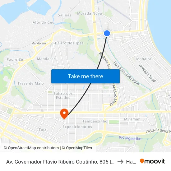 Av. Governador Flávio Ribeiro Coutinho, 805 | Manaíra Shopping (Sentido Praia) to Hapvida map