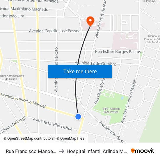 Rua Francisco Manoel, 709 to Hospital Infantil Arlinda Marques map