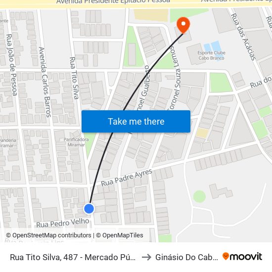 Rua Tito Silva, 487 - Mercado Público De Miramar to Ginásio Do Cabo Branco map