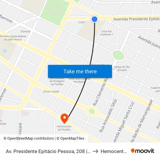 Av. Presidente Epitácio Pessoa, 208 | Colégio Nossa Senhora De Lourdes to Hemocentro Da Paraíba map