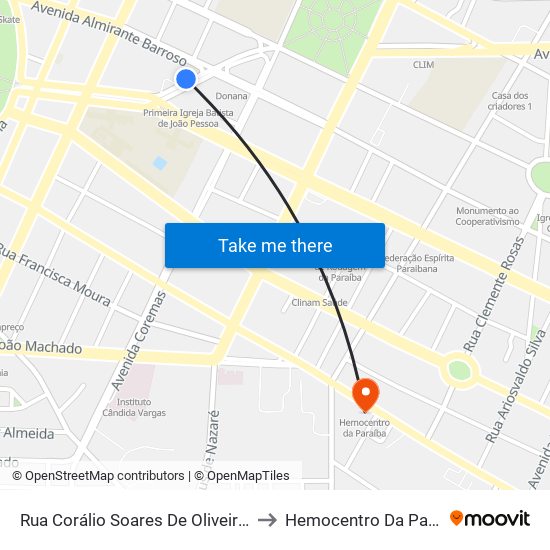 Rua Corálio Soares De Oliveira, 433 to Hemocentro Da Paraíba map