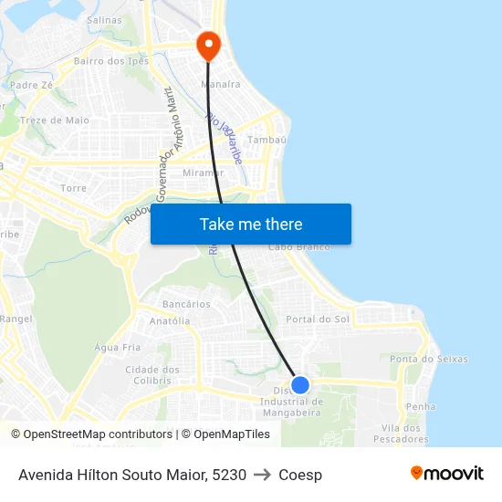 Avenida Hílton Souto Maior, 5230 to Coesp map