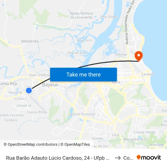 Rua Barão Adauto Lúcio Cardoso, 24 - Ufpb Campus Santa Rita to Coesp map