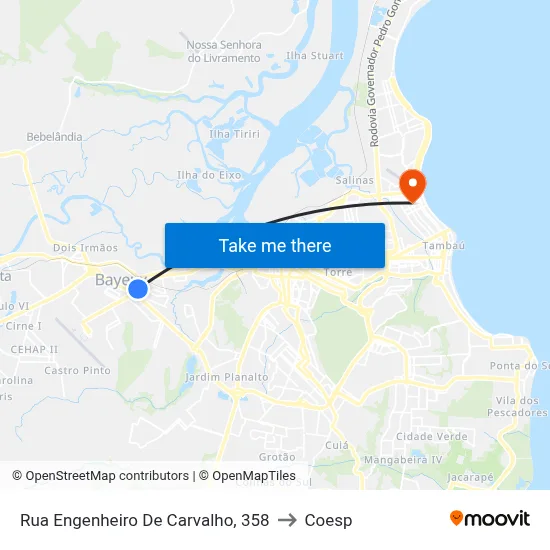 Rua Engenheiro De Carvalho, 358 to Coesp map
