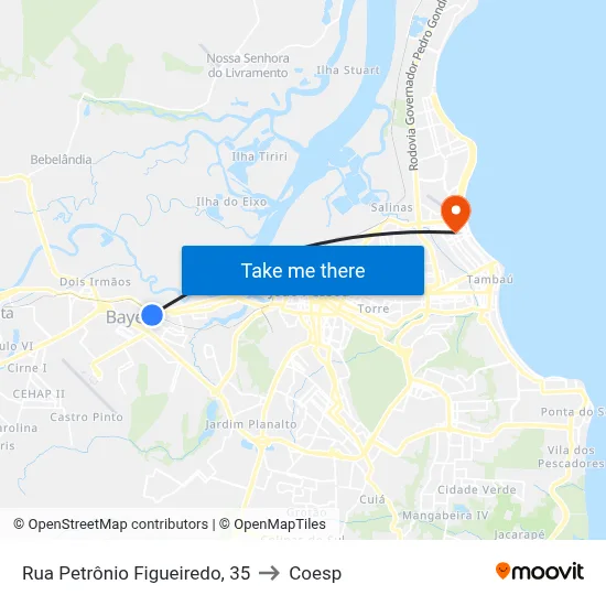 Rua Petrônio Figueiredo, 35 to Coesp map