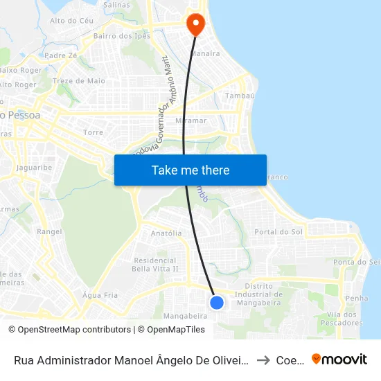 Rua Administrador Manoel Ângelo De Oliveira, 184 to Coesp map