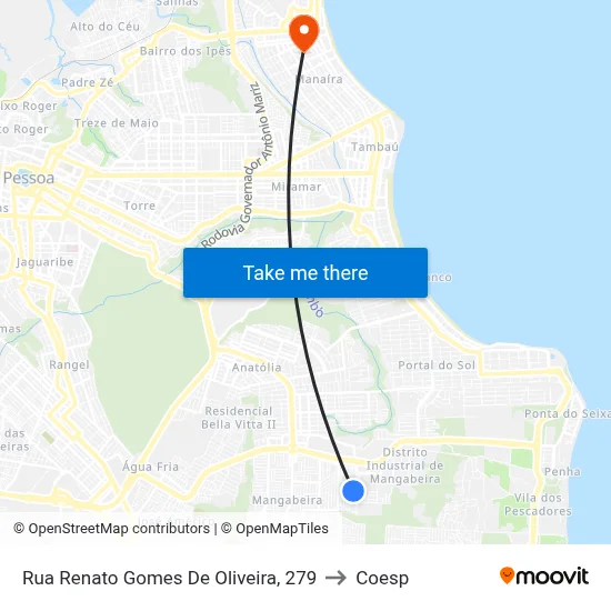 Rua Renato Gomes De Oliveira, 279 to Coesp map