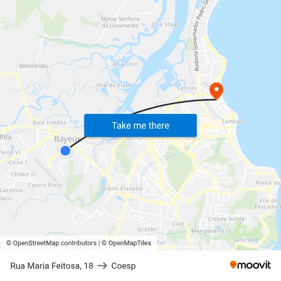 Rua Maria Feitosa, 18 to Coesp map