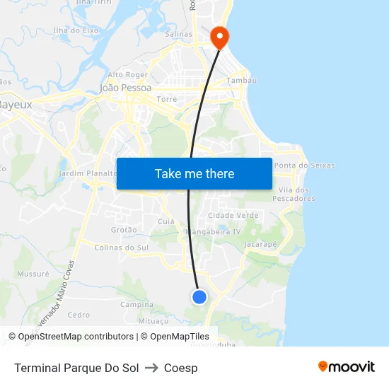 Terminal Parque Do Sol to Coesp map