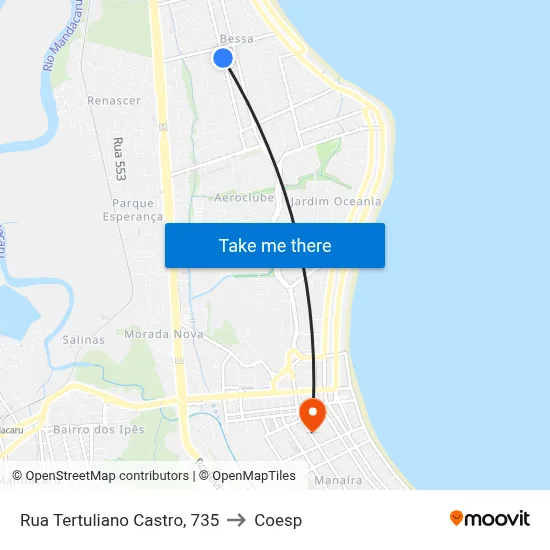 Rua Tertuliano Castro, 735 to Coesp map