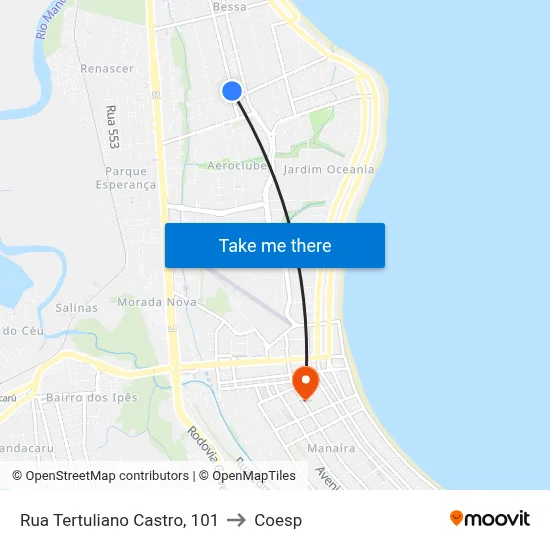 Rua Tertuliano Castro, 101 to Coesp map