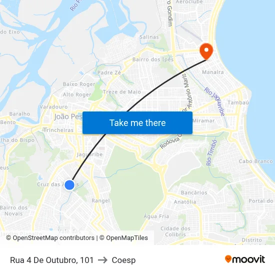 Rua 4 De Outubro, 101 to Coesp map