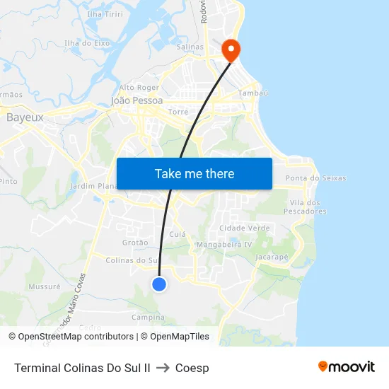 Terminal Colinas Do Sul II to Coesp map