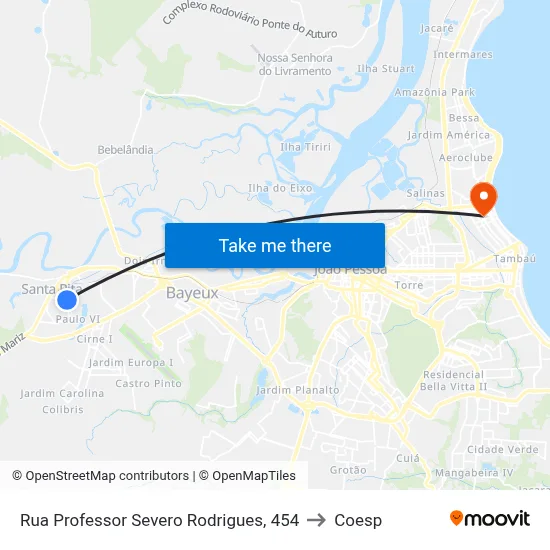 Rua Professor Severo Rodrigues, 454 to Coesp map