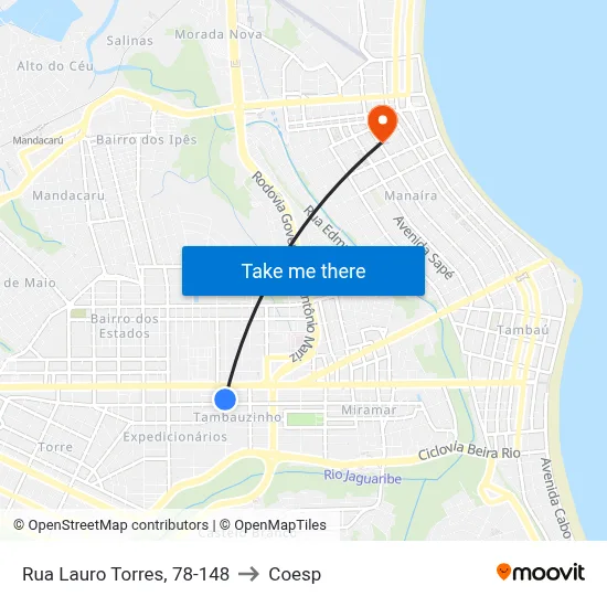 Rua Lauro Torres, 78-148 to Coesp map