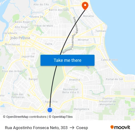 Rua Agostinho Fonseca Neto, 303 to Coesp map