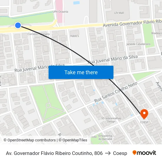 Av. Governador Flávio Ribeiro Coutinho, 806 to Coesp map