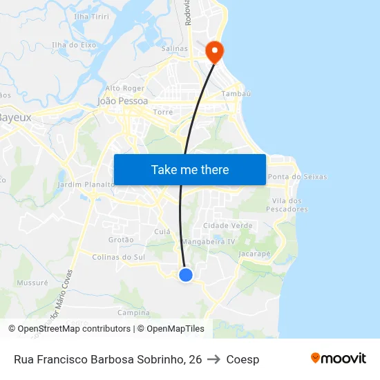 Rua Francisco Barbosa Sobrinho, 26 to Coesp map