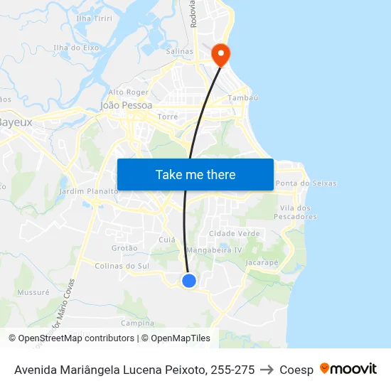 Avenida Mariângela Lucena Peixoto, 255-275 to Coesp map