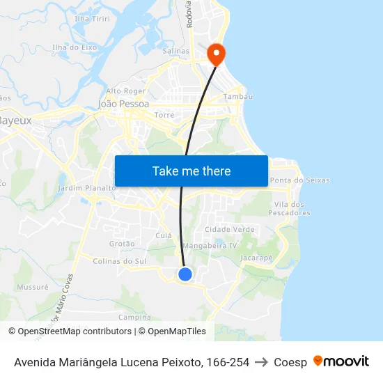 Avenida Mariângela Lucena Peixoto, 166-254 to Coesp map