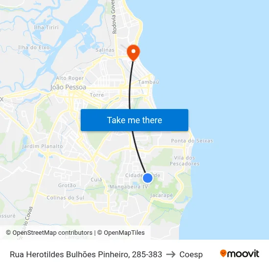 Rua Herotildes Bulhões Pinheiro, 285-383 to Coesp map
