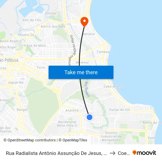 Rua Radialista Antônio Assunção De Jesus, 502-548 to Coesp map