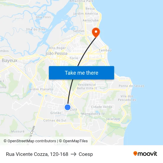 Rua Vicente Cozza, 120-168 to Coesp map
