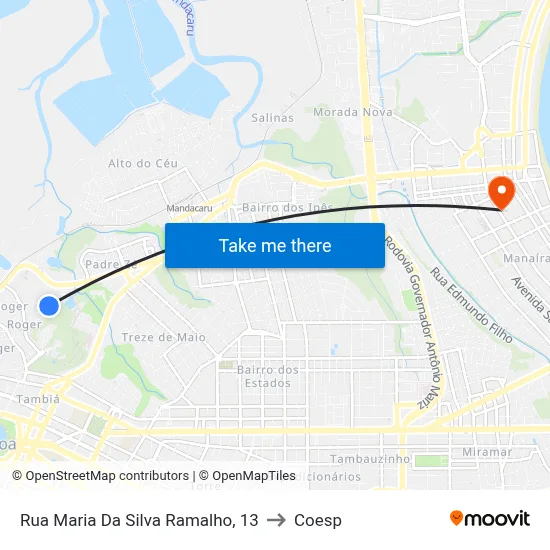Rua Maria Da Silva Ramalho, 13 to Coesp map
