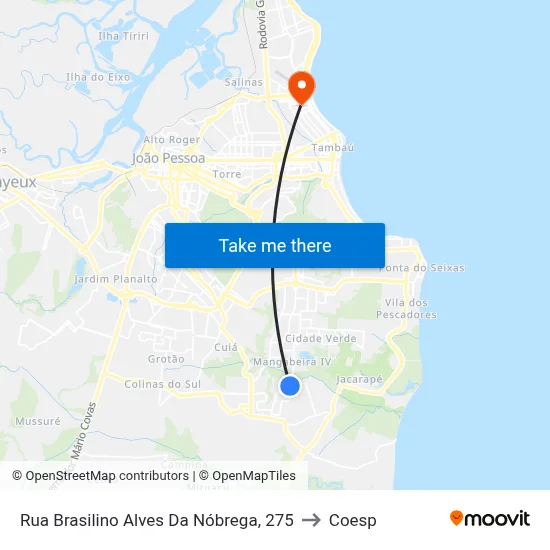 Rua Brasilino Alves Da Nóbrega, 275 to Coesp map