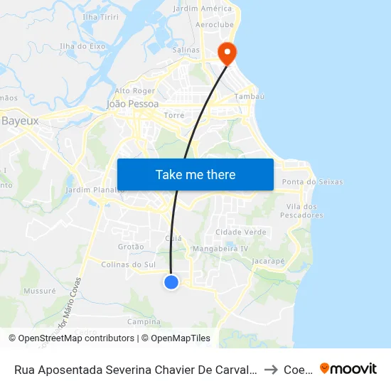 Rua Aposentada Severina Chavier De Carvalho, 240 to Coesp map