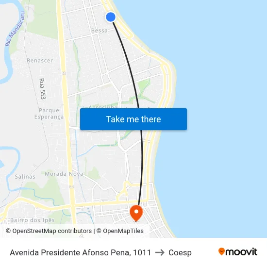 Avenida Presidente Afonso Pena, 1011 to Coesp map