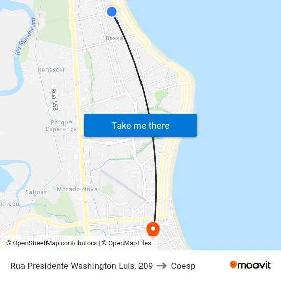 Rua Presidente Washington Luís, 209 to Coesp map